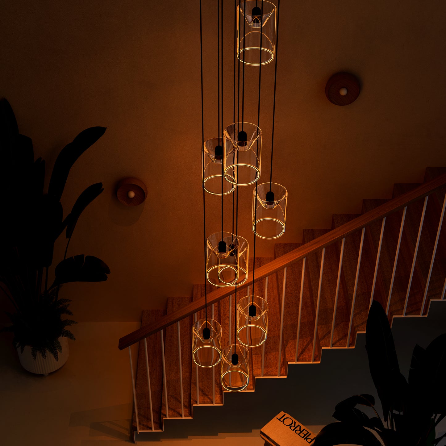 Azure Cylinder 9 Drop Chandelier