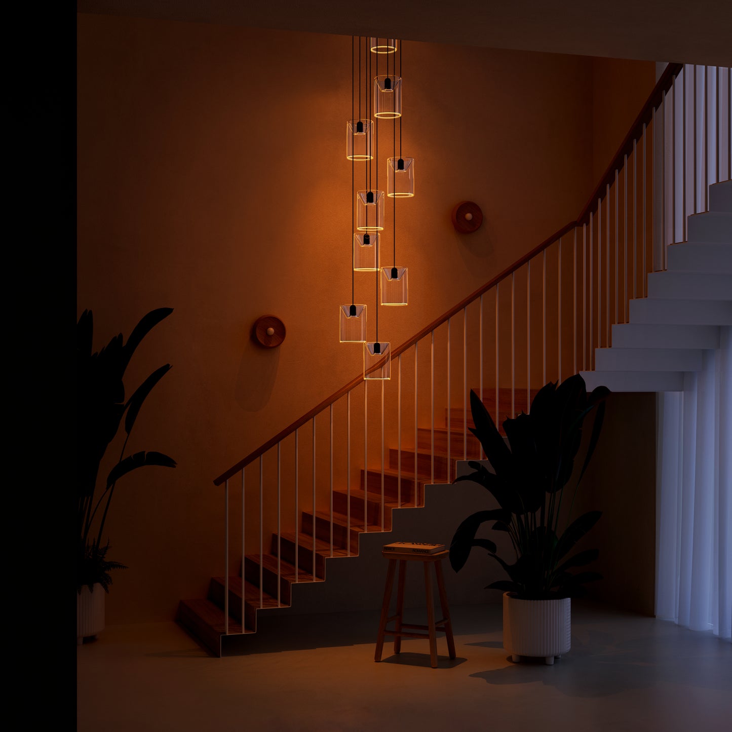 Azure Cylinder 9 Drop Chandelier