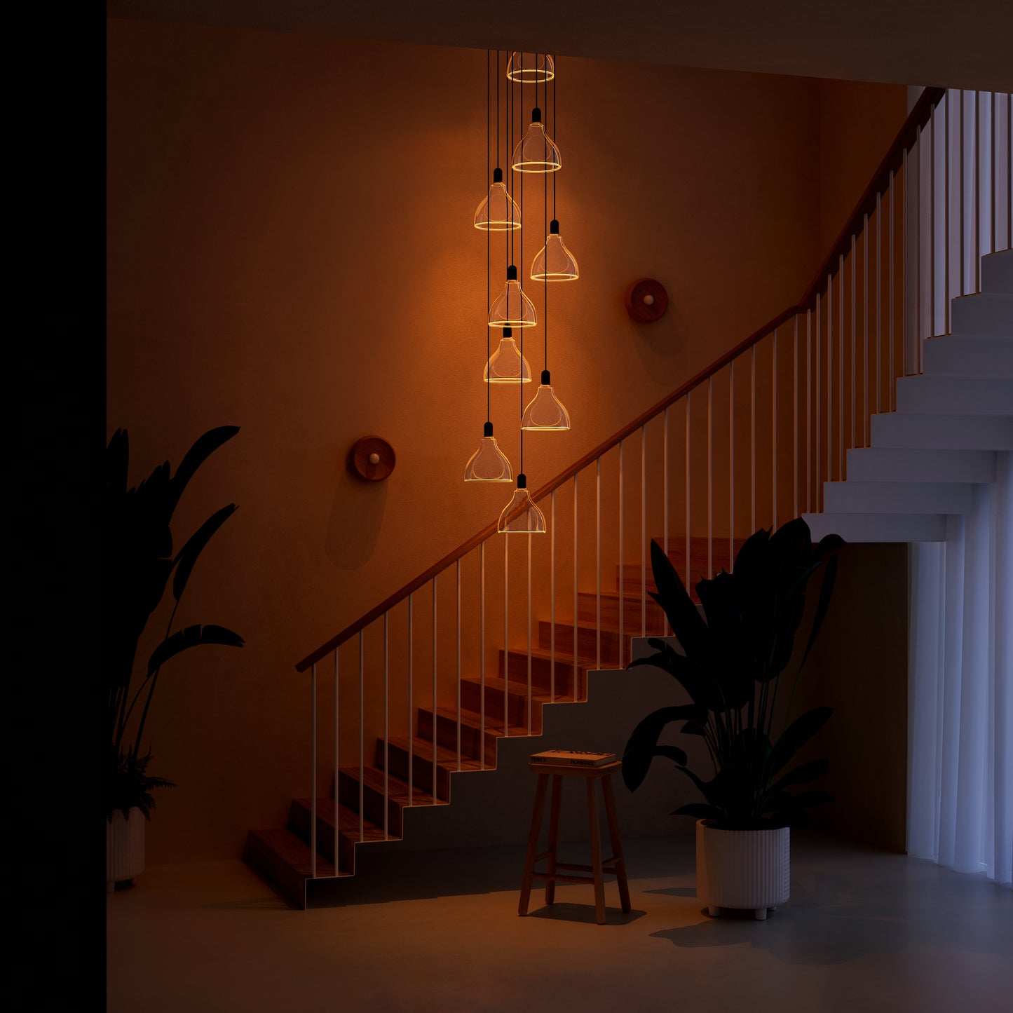 Azure S-Curve 9 Drop Chandelier